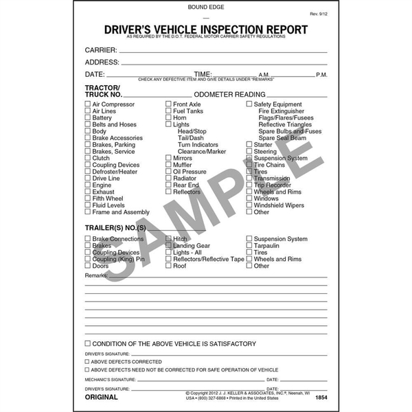 Jj Keller Detailed Driver Vehicle Inspection Report 19441 DVIR
